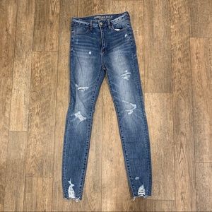 AE highest rise super stretch distressed jeggings